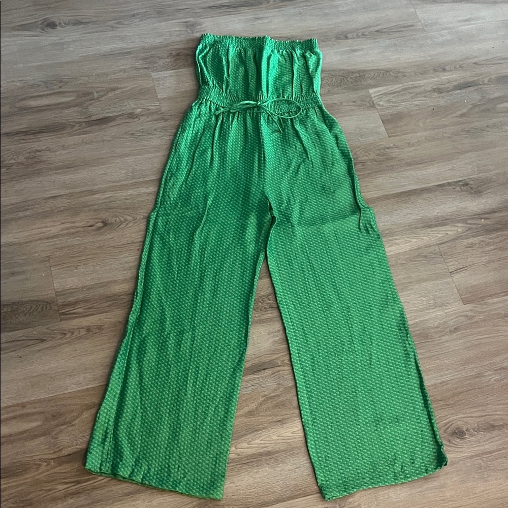 Green Strapless Jumpsuit